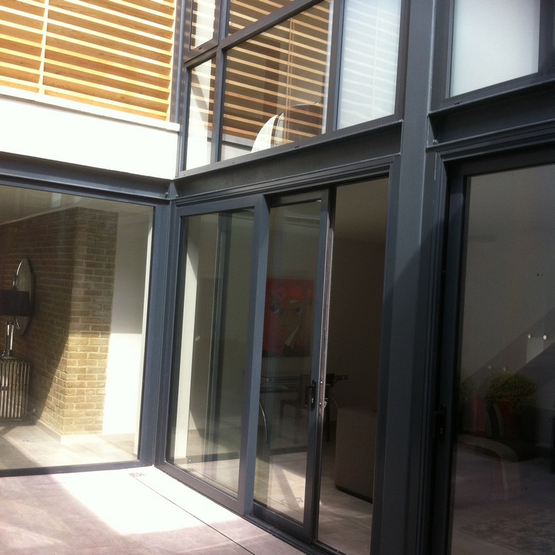 Anthracite aluminium sliding patio doors fitted in Morden